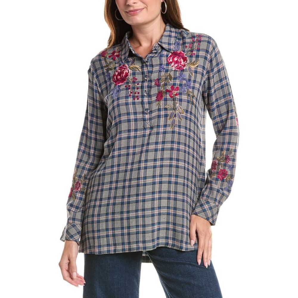 Johnny Was Womens Side Button Henley Tunic